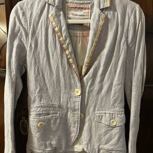 Cartonnier Women's Pinstripe Blazer with Colorful Trim